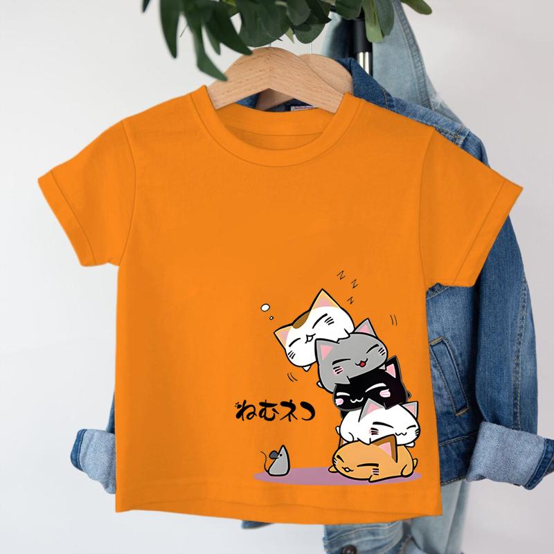 Cute Cat Harajuku Fashion Tshirts for Girl Boy Animal Cat Cartoon Kawaii Tee Top Cat Lover Gift Kids Short Sleeve Cotton Tee