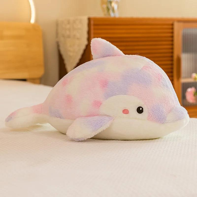 50-80cm Kawaii Fantastischer Regenbogen Bunt Plüsch Delfin Kuscheltiere Puppe Dekoration Geburtstagsgeschenke Weiches Kissen Kindergeschenk 50cm
