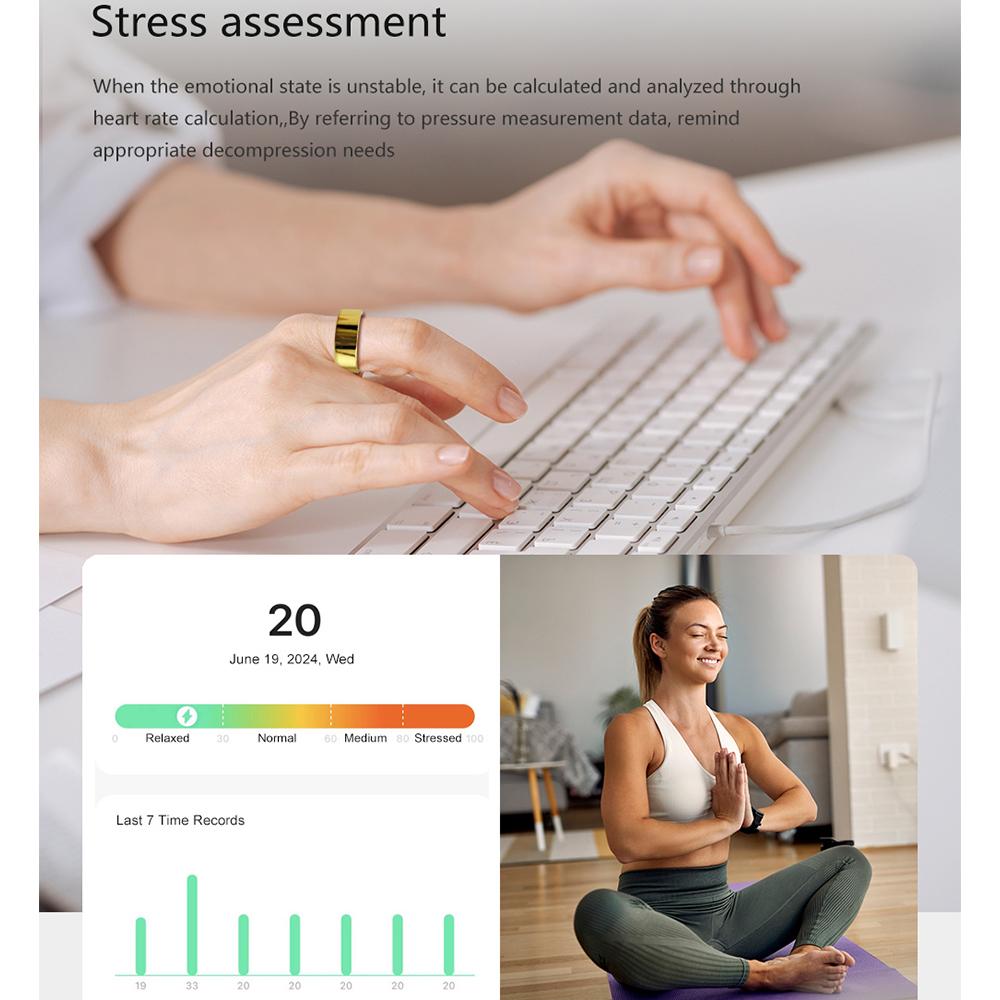 SR02 Smart Ring Stainless Steel Health Monitoring Life Waterproof Multi-sport Modes Heart Rate Blood Oxygen Tracker Ring