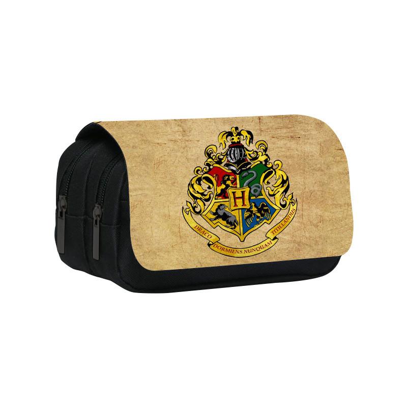 Cartoon Harry Potter Pattern Double Layer Stationery Storage Bag For Students And School Supplies