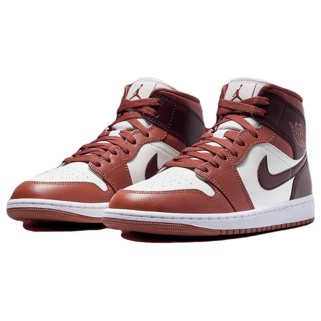 Air Jordan 1 Mid Dusty Peach da donna, scarpe da ginnastica arancioni, notte-marrone vela BQ6472-200