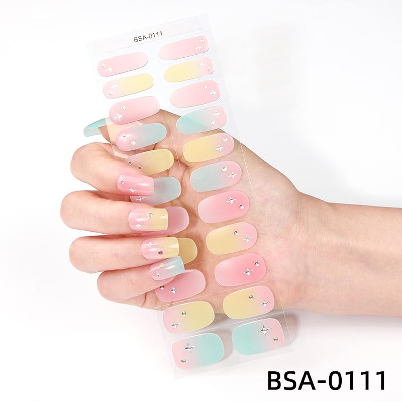 Hot Selling High Quality Low Price Glitter UV Free Gel Nail Stickers Long Lasting Nail Stickers Uv Free Gel Nail Stickers