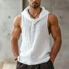 Plus-size Men's Summer Leisure Outdoor Entertainment Solid Color Breathable Sleeveless Hooded Vest