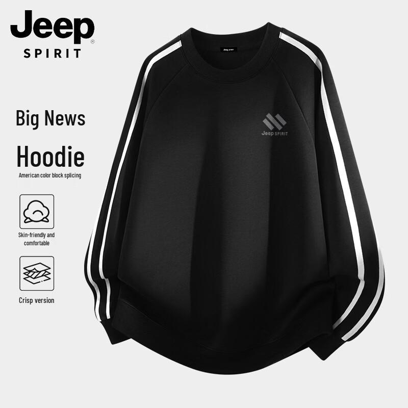 JEEP SPIRIT Men s 2026 New Round Neck Color Block Sweatshirt M