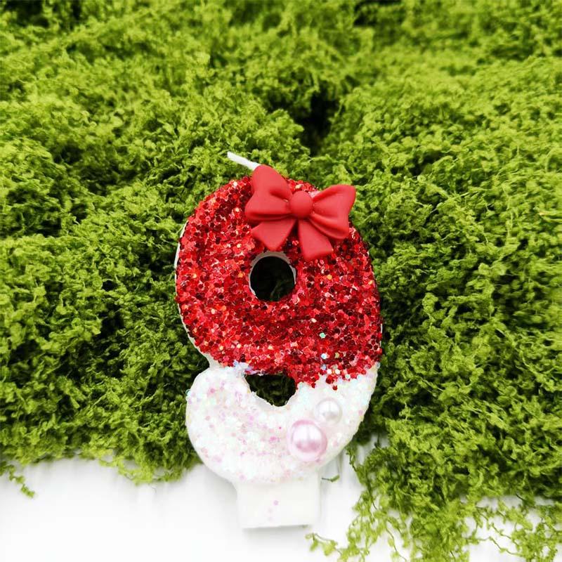 Creative Red Bow Digital Candle Birthday Candle Cake Atmosphere Birthday Decoration Candle
