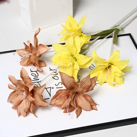 3 Główki Sztuczny Kwiat Lilii Sztuczna Kompozycja Kwiatowa Lilii Długa Łodyga