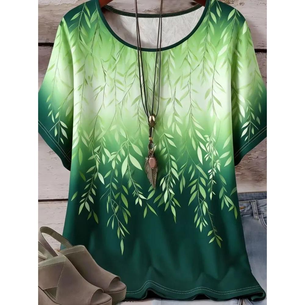 Daily Versatile Flower Print Women's Short-sleeved Casual Loose Top Comfortable Breathable T-Shirts Women’s