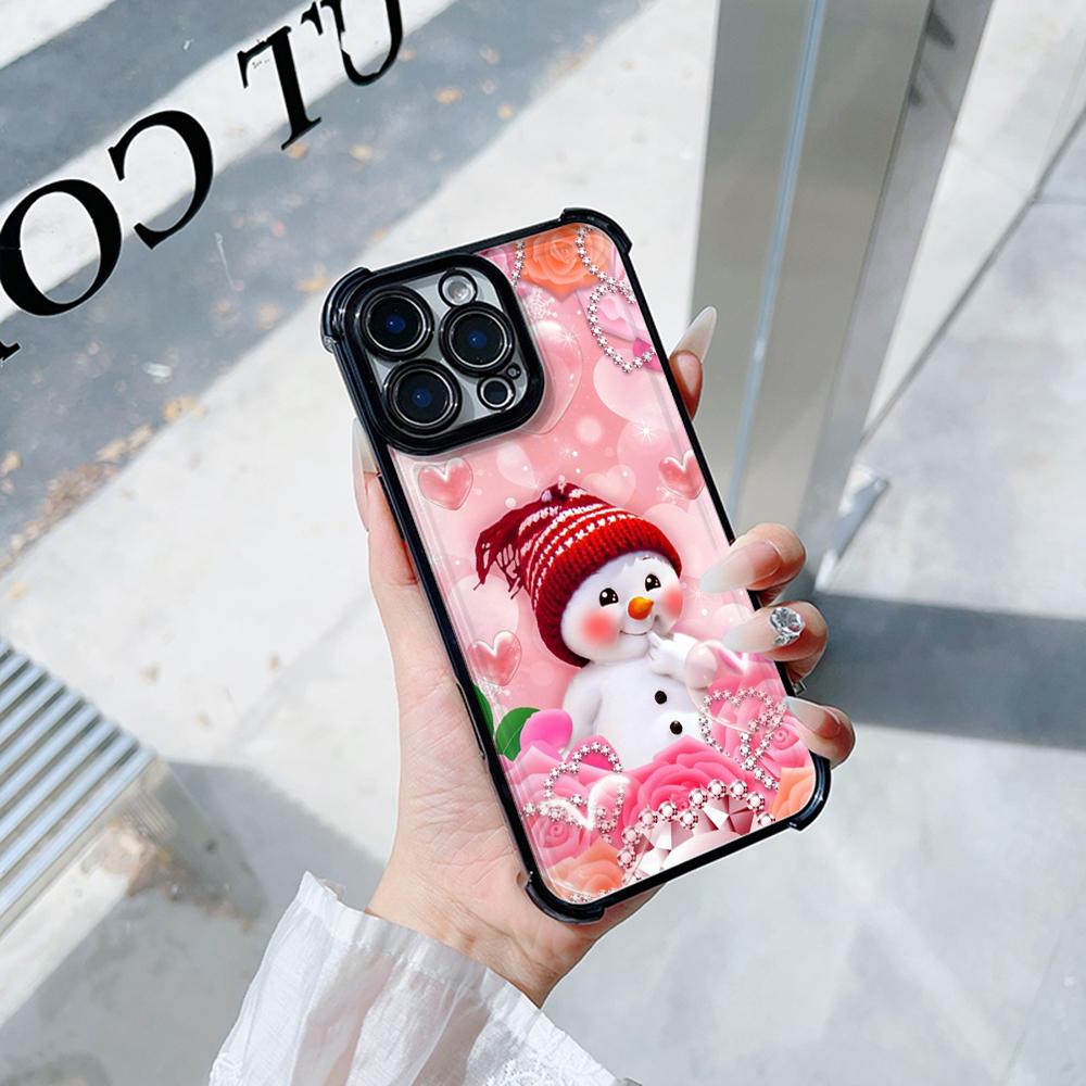 Ae110 Merry Christmas Electroplated TPU Phone Cases for iPhone 16 15 13 11 Pro Max 14 Plus 12 XR Infinix Smart 8 Tecno Four Corner Protection Cover