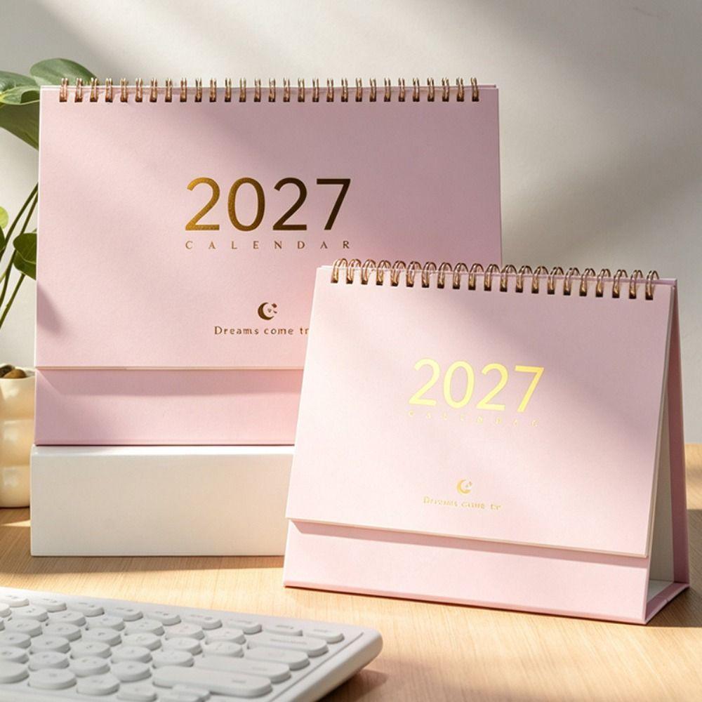 Paper 2027 Desk Calendar Spiral Binding Flip Calendar Durable Academic Planner Office Desk