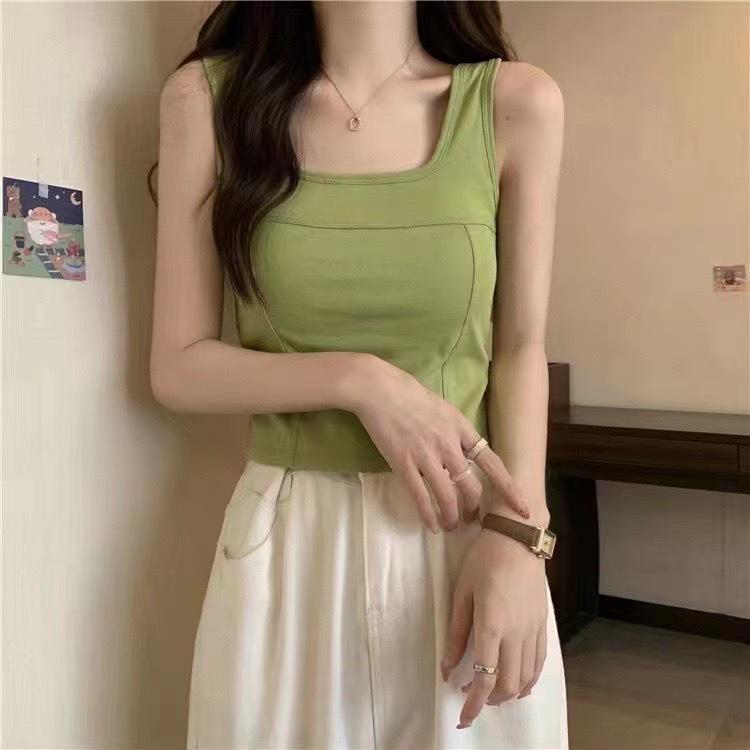 Korean-Style Sweet & Spicy Women's Camisole with Chest Pads – Slim Fit Sleeveless Top