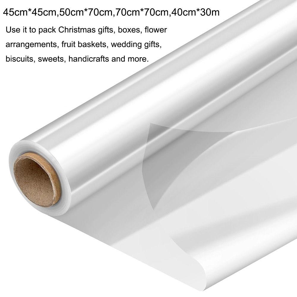 Transparent Clear Cellophane Wrap Roll Thick Cellophane Wrapping Paper Fashion Wrap Roll