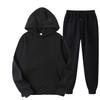 Men's And Women's Solid-color Casual Set. Men's Long-sleeved Hooded, Fleece And Thickened Sweatshirt And Pants Two-piece Set