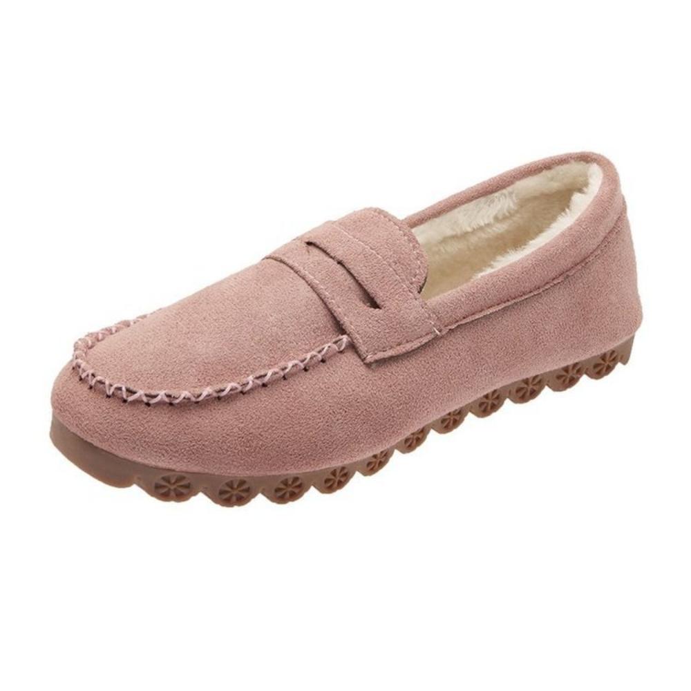 Fashion 2024 Winter Women Shoes Comfortable Flats Loafers Short Flock Sewing Casual Ladies Non-Slip Bottom Warm Women Oxford Loafers