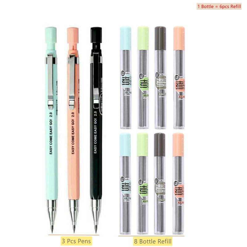 2.0mm Mechanical Pencil Set Creative Pencil Rod Refill for Shool Office Writing Supplies Kids Girl Exam Spare Korean Stationery