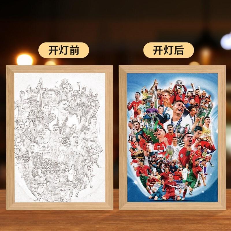 CR7 Light Painting LED Lamp Cool Gift for Football Fans Boy Boyfriend Dad