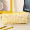 Large Capacity Pen Bag Sweet Plaid Lace Pencil Case Portable Student Stationery Storage Bag Girly Cosmetic Bag Gifts