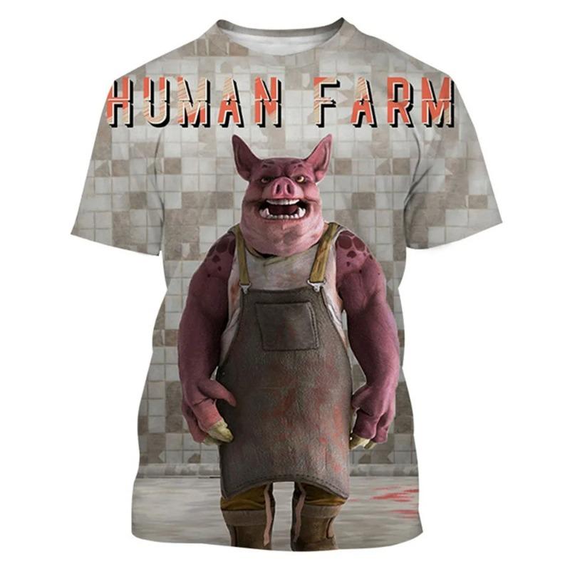 Cute Fun Animal Pig 3D Print Sport Breathable Men T-shirt Outdoor Street Casual Daily