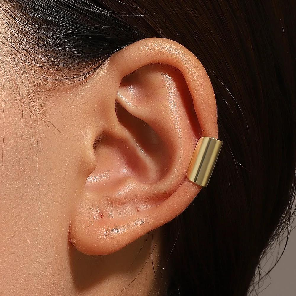 1Pcs Gold Color Smooth Water Drop Clip Earring Gothic C Shape Ear Cuff Stud Thick Earclips for Women Party Jewelry Gifts