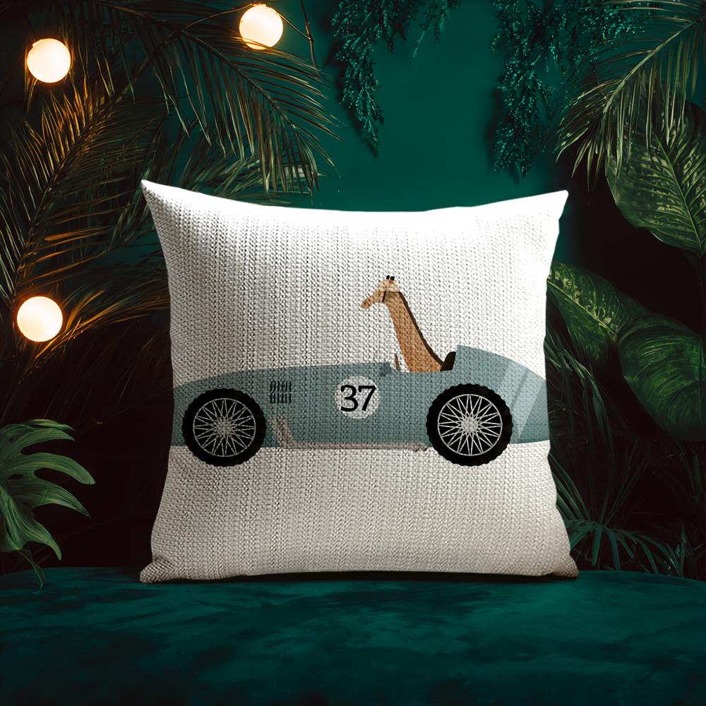 Милые мультяшные животные Автомобильное искусство Наволочка Шелковистая элегантная Комфорт Диван-кровать Невидимая молния Пляжная наволочка 30x30 cm