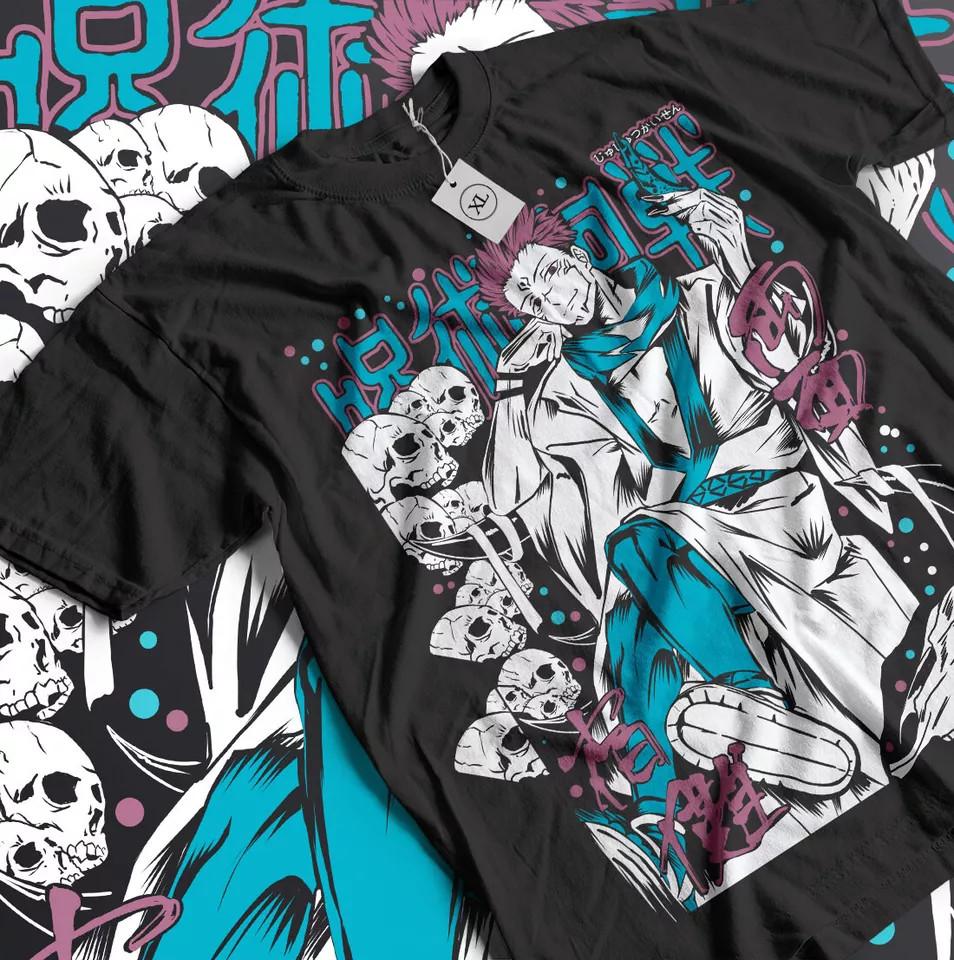 RyoUnisex Sukuna Jujutsu Kaisen Fushiguro Toji Tshirt Anime Black