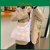 Large Capacity Urban Chic Quilted Tote Bag Soft Plush Floral Design For Women