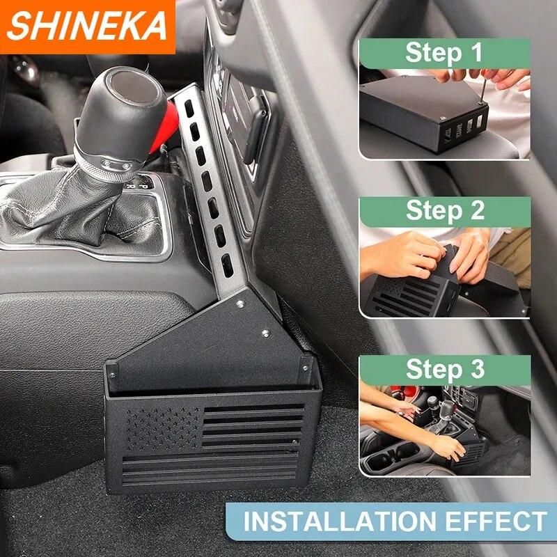SHINEKA Stowing Tidying Car Gear Shift Storage Box Expansion Organizer Racks For Jeep Wrangler JL Gladiator JT 2018-2023 Up