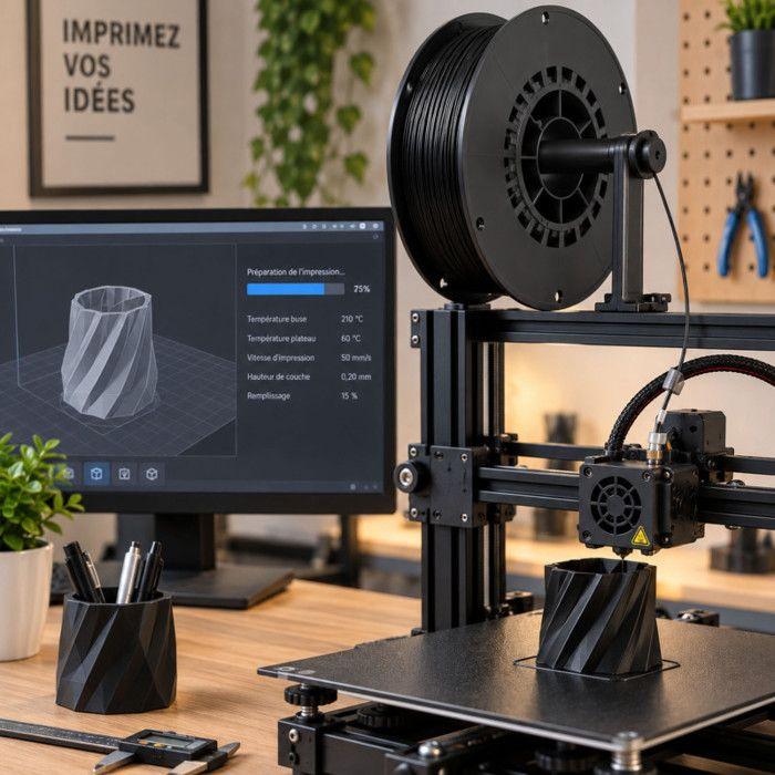 Filament PLA - OQONOS - 1 kg - Noir - 1,75 mm - 190-230°C
