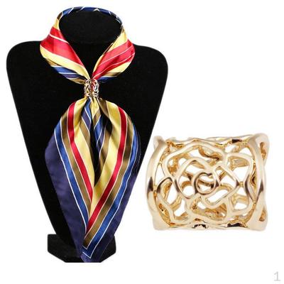 Hollow Rose Scarf Ring Buckle Slide Tube Jewelry Gold