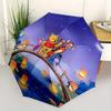 Pooh Bear, Lantern Festival Automatic Opening and Closing Umbrella - 8 Ribs Portable Folding Umbrella with Plastic Handle, Suitable for Leis