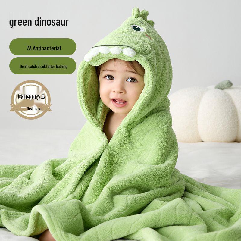 Quick-Dry Cotton Coral Fleece Hooded Poncho - Unisex Kids Skin-Friendly Bath Towel 80*120 cm