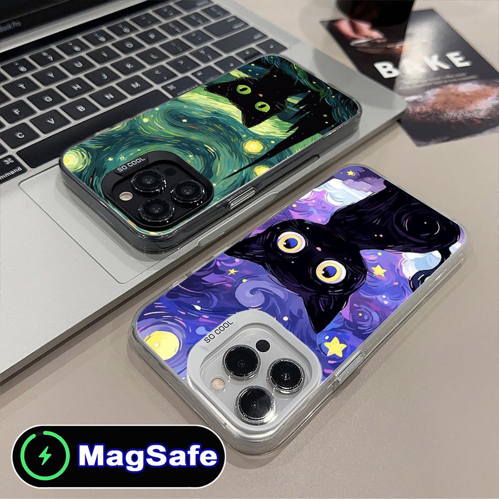 Luna Moon Cat Mobile Phone Case for iPhone 17 16 15 14 13 12 11 Air Pro Max Plus MagSafe Translucent Colorful Cover Cover Pretty