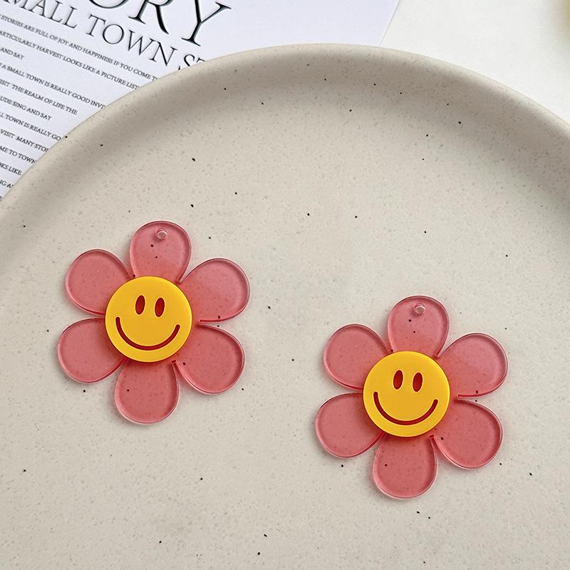 Smiley Flower Acrylic Phone Charm Keychain Earrings 55mm