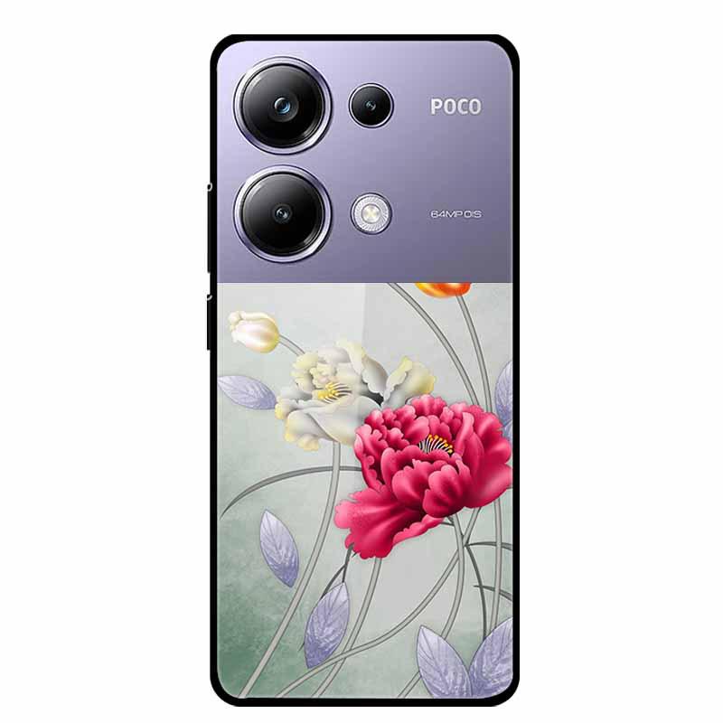 Colorful Aesthetic Tempered Glass Phone Case for Redmi 12 5G & POCO M6 PRO