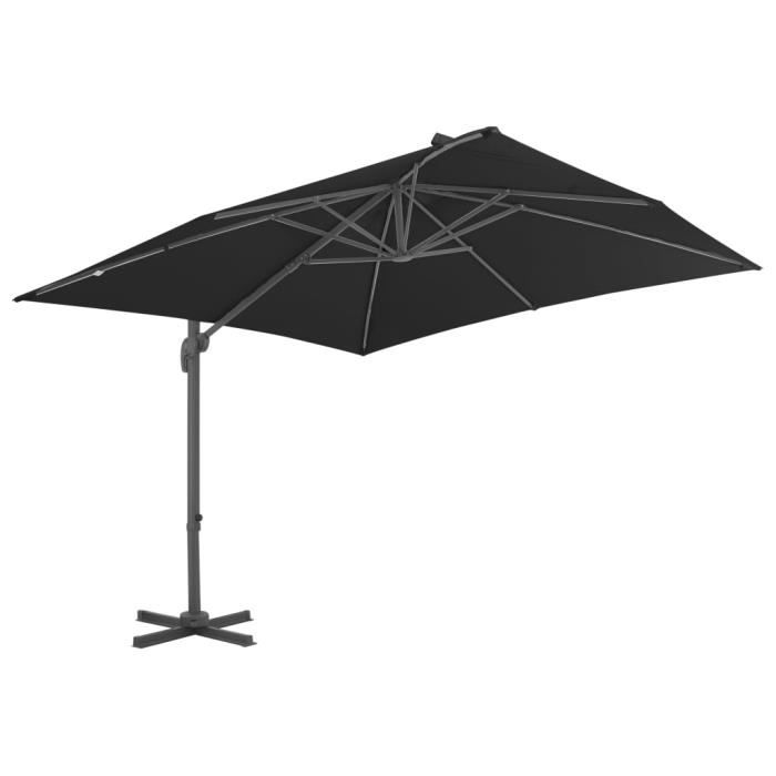 Cantilever Parasol - VIDAXL - Black - Aluminum Pole - 360° Rotation - UV Protection