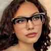 Square Cat Eye Women's Fashion Glasses Transparent Lenses Retro and Elegant Suitable for Daily Shopping