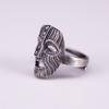Adjustable Open Ring Men Women Vintage Distressed Face Design Copper Plated Geometric Statement