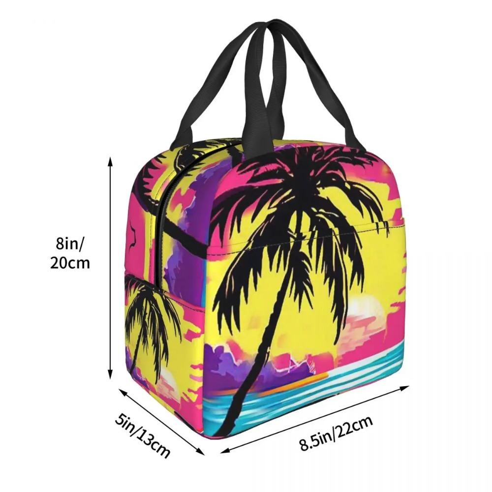 Summer Beach Sunset Palm Tree Design Insulated Lunch Bag for Women Kids Portable Food Boxes Thermal Lunch Box Tote