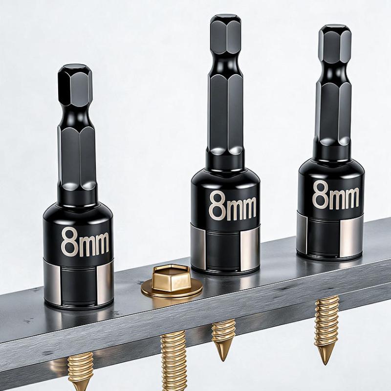 2/4 Stück Metall Schlagschrauber Steckschlüssel Adapter Bohrmaschinen Umwandler Schnellwechsel-Stecknuss 8mm Sechskant Ratsche Hülse