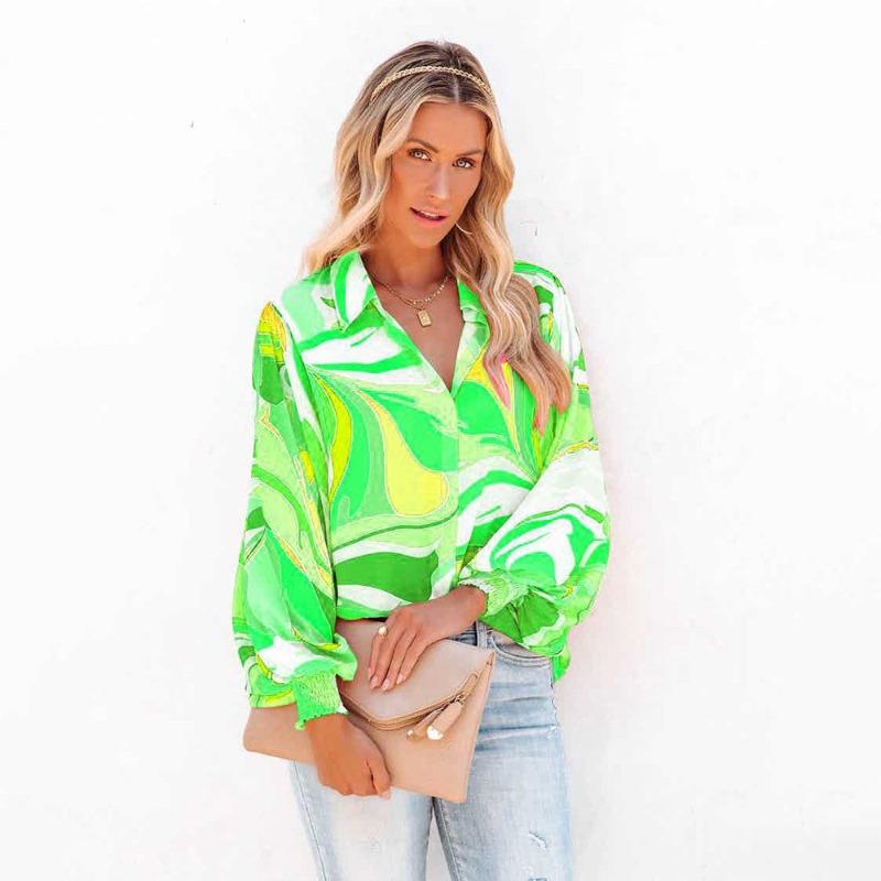 Blusas y Camisas Casuales de Moda para Mujer JPNTKY con Cuello Polo y Manga Larga