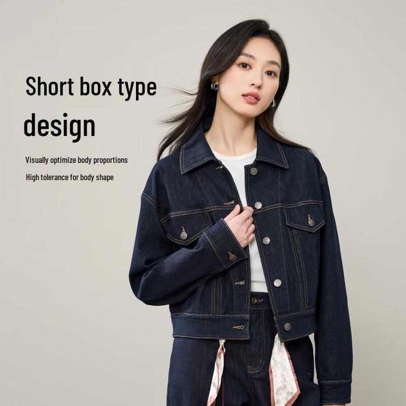 ESE-Y Women's Loose Fit Short Denim Jacket