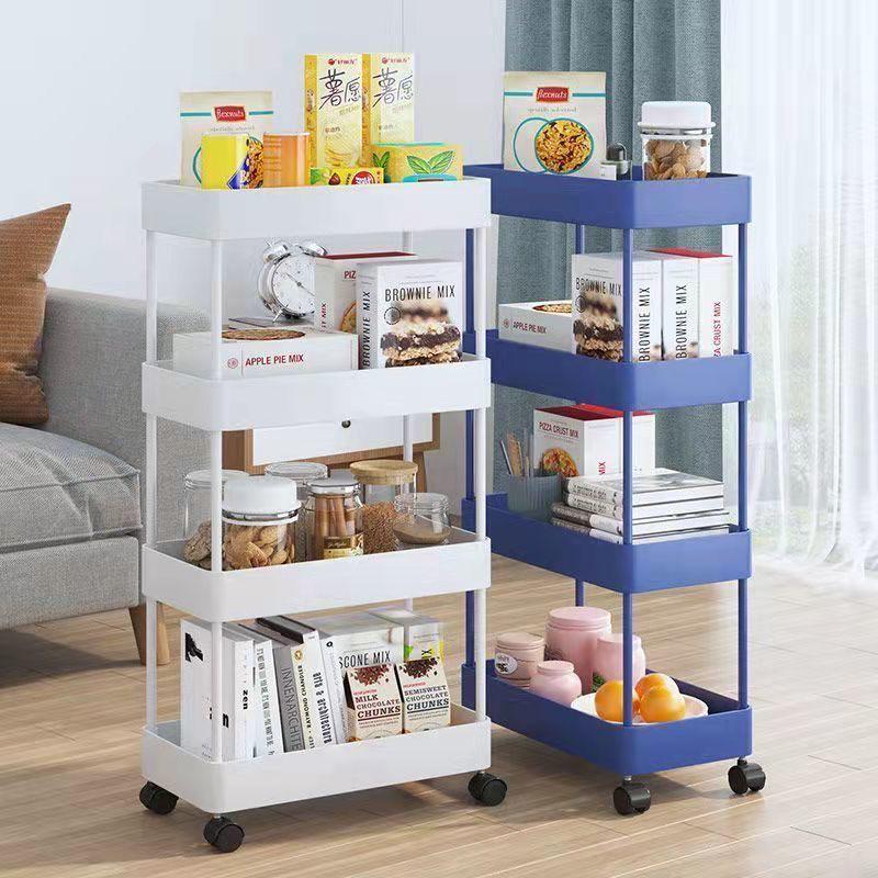 Compact Movable Multi-Layer Storage Rack for Snacks - Simple Floor-Standing Home Shelf