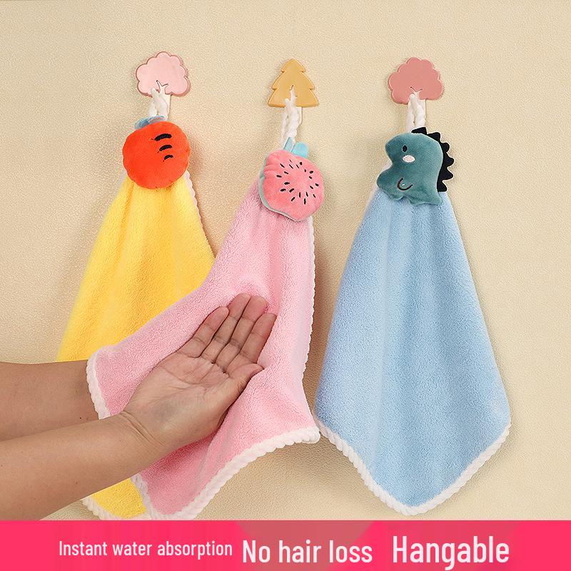 Cute Absorbent Hanging Hand Towel for Kids - Ideal for Bathroom or Kitchen Use