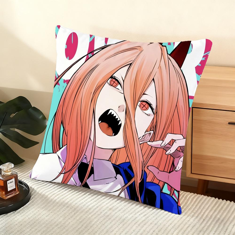 Anime C-Chainsaw Man Cushion Cover Soft Short Plush Pillow Cover Smooth Cozy Texture Aesthetic Cushion Case Home Decor