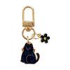 Cartoon Kitten Keychain Pendant with Pearl Shell & Mini Flower Zipper Pull Ornament