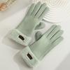 Warm Gloves for Women In Autumn and Winter Outdoor Riding Cold Proof Thickened Plush Velvet Cute Bow Develvet Touch Screen Gloves