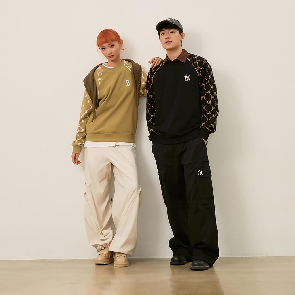 New MLB MONOGRAM Collection Boston Red Sox 24FW Sweatshirt Unisex Camel 3AMTM1244-43CAS