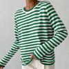 Women Autumn Winter O Neck Long Sleeve Striped Knitted Tops Loose Chic Sweater