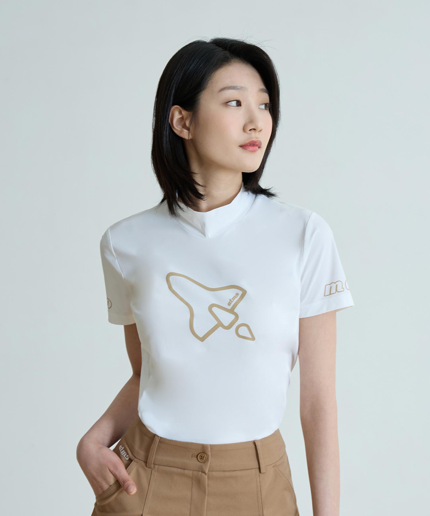Antomas Spaceship Mock Neck Short Sleeve T-Shirt Women S - White Xs