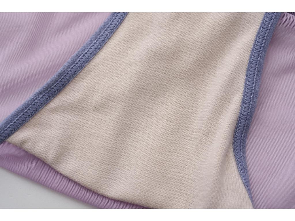 French Color Block Low-Waist Mesh Hip-Hugging Briefs for Women