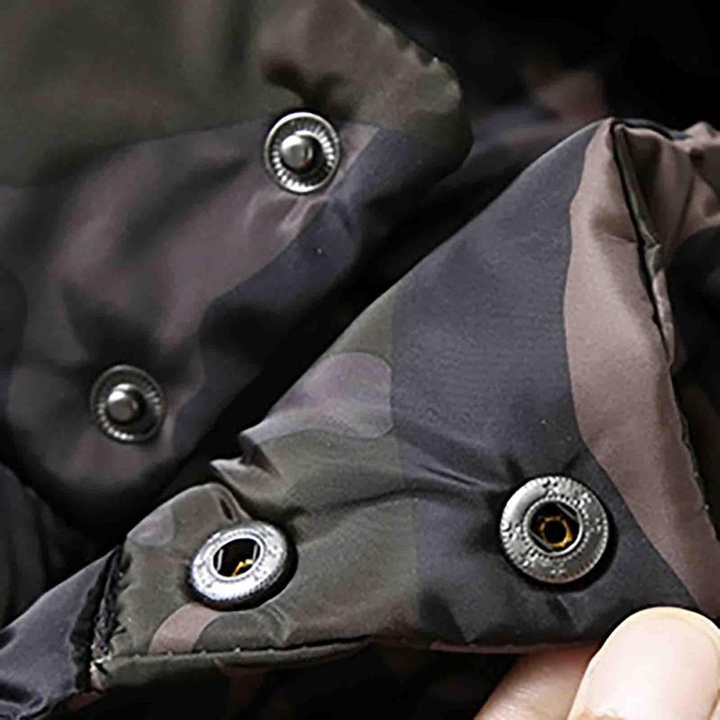 Pánská maskáčová zimní vesta s kapucí Tištěná lehká bez rukávů bundaZimní teplá outdoorová vesta